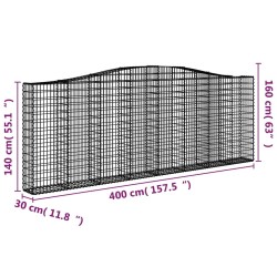 Paniers à gabions arqués 2 pcs 400x30x140/160 cm Fer galvanisé 556261556261