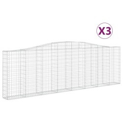 Paniers à gabions arqués 3 pcs 400x30x120/140 cm Fer galvanisé 556262556262