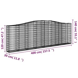 Paniers à gabions arqués 3 pcs 400x30x120/140 cm Fer galvanisé 556262556262