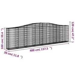 Paniers à gabions arqués 3 pcs 400x30x100/120 cm Fer galvanisé 556263556263