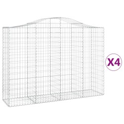 Paniers à gabions arqués 4 pcs 200x50x140/160 cm Fer galvanisé 556264556264