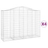 Paniers à gabions arqués 4 pcs 200x50x140/160 cm Fer galvanisé 556264556264