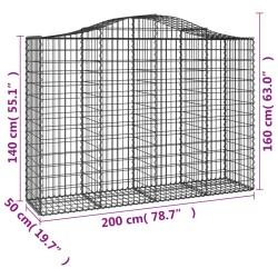 Paniers à gabions arqués 4 pcs 200x50x140/160 cm Fer galvanisé 556264556264