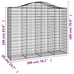 Paniers à gabions arqués 4 pcs 200x50x160/180 cm Fer galvanisé 556265556265