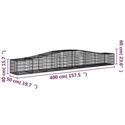 Paniers à gabions arqués 4 pcs 400x50x40/60 cm Fer galvanisé 556268556268