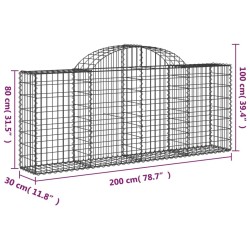 Paniers à gabions arqués 8 pcs 200x30x80/100 cm Fer galvanisé 556269556269