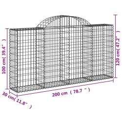 Paniers à gabions arqués 6 pcs 200x30x100/120 cm Fer galvanisé 556270556270