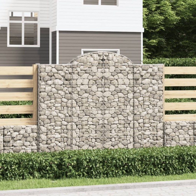 Paniers à gabions arqués 2 pcs 200x30x160/180 cm Fer galvanisé 556275556275
