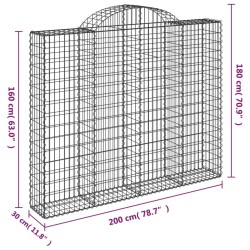 Paniers à gabions arqués 2 pcs 200x30x160/180 cm Fer galvanisé 556275556275