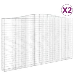 Paniers à gabions arqués 2 pcs 400x30x220/240 cm Fer galvanisé 556278556278