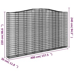Paniers à gabions arqués 2 pcs 400x30x220/240 cm Fer galvanisé 556278556278