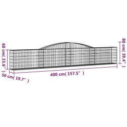 Paniers à gabions arqués 4 pcs 400x50x60/80 cm Fer galvanisé 556286556286