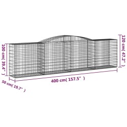 Paniers à gabions arqués 3 pcs 400x50x100/120 cm Fer galvanisé 556288556288
