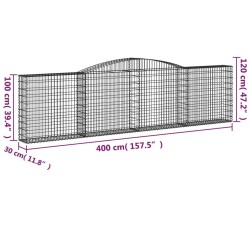 Paniers à gabions arqués 3 pcs 400x30x100/120 cm Fer galvanisé 556290556290