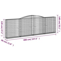 Paniers à gabions arqués 3 pcs 400x30x120/140 cm Fer galvanisé 556307556307