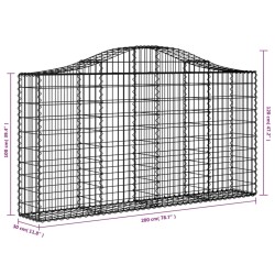 Paniers à gabions arqués 6 pcs 200x30x100/120 cm Fer galvanisé 556314556314
