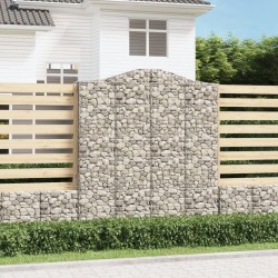 Paniers à gabions arqués 2 pcs 200x30x220/240 cm fer galvanisé 556317556317