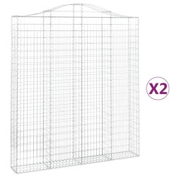Paniers à gabions arqués 2 pcs 200x30x220/240 cm fer galvanisé 556317556317