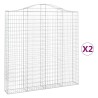 Paniers à gabions arqués 2 pcs 200x30x200/220 cm fer galvanisé 556319556319