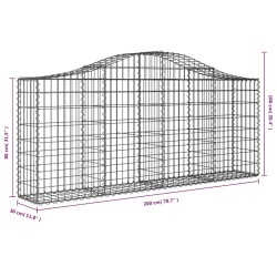 Paniers à gabions arqués 8 pcs 200x30x80/100 cm Fer galvanisé 556334556334