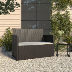 Banc de jardin avec coussins Noir 105 cm Résine tressée 556343556343