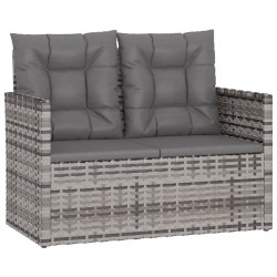 Banc de jardin avec coussins Gris 105 cm Résine tressée 556344556344