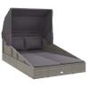 Transat avec toit pliable gris 200x114x128 cm résine tressée 556357556357