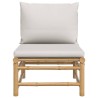 Canapé central de jardin avec coussins gris clair bambou 556360556360