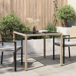 Table de Jardin Beige 90 x 90 x 75 cm polyrotin 556366556366