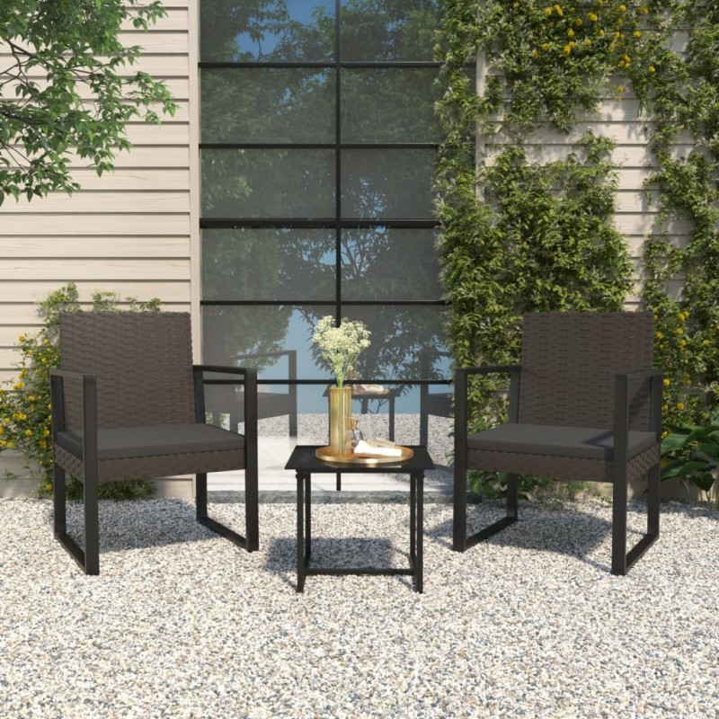 Fauteuil de jardin avec coussin Noir Résine tressée 556384556384