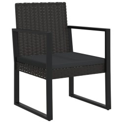 Fauteuil de jardin avec coussin Noir Résine tressée 556384556384