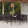 Canapé de jardin en forme de L et coussins noir résine tressée 556386556386