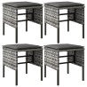 Repose-pieds de jardin et coussins lot de 4 Gris Résine tressée 556389556389