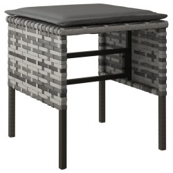 Repose-pieds de jardin et coussins lot de 4 Gris Résine tressée 556389556389