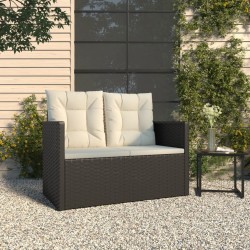 Banc de jardin avec coussins Noir 105 cm Résine tressée 556390556390