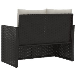 Banc de jardin avec coussins Noir 105 cm Résine tressée 556390556390