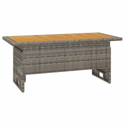 Table de jardin gris 100x50x43/63 cm acacia et résine tressée 556393556393