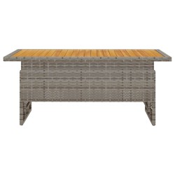 Table de jardin gris 100x50x43/63 cm acacia et résine tressée 556393556393