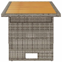 Table de jardin gris 100x50x43/63 cm acacia et résine tressée 556393556393
