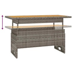 Table de jardin gris 100x50x43/63 cm acacia et résine tressée 556393556393