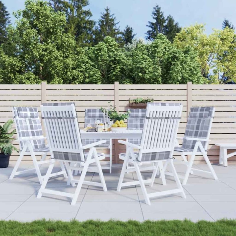 Coussins de chaise à dossier haut lot de 6 carreaux gris 556405556405