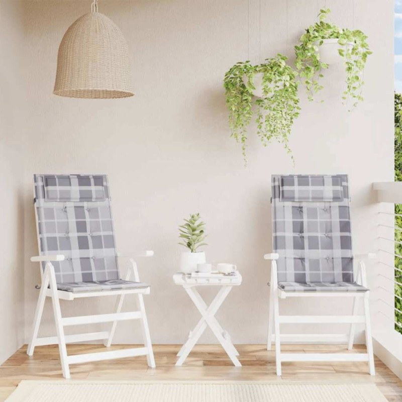 Coussins de chaise à dossier haut lot de 2 carreaux gris 556406556406