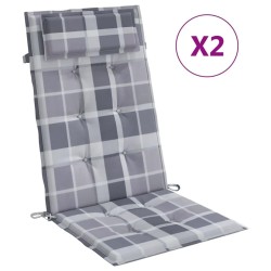 Coussins de chaise à dossier haut lot de 2 carreaux gris 556406556406
