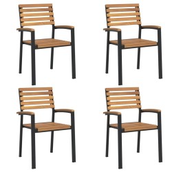 Chaises de jardin empilables lot de 4 bois d'acacia et métal 556410556410