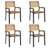Chaises de jardin empilables lot de 4 bois d'acacia et métal 556410556410