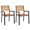 Chaises de jardin empilables lot de 2 bois d'acacia et métal 556412556412
