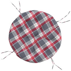 Coussin rond motif à carreaux rouge Ø 100 x11 cm tissu oxford 556416556416