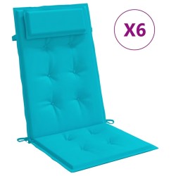 Coussins de chaise à dossier haut lot de 6 turquoise 556439556439