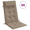 Coussins de chaise à dossier haut lot de 6 taupe tissu oxford 556443556443
