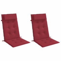 Coussins de chaise à dossier haut lot de 2 rouge bordeaux 556444556444